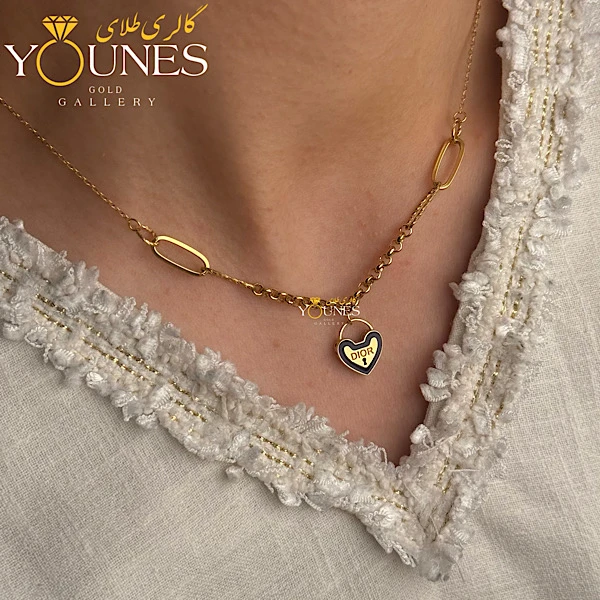 گردنبند طلا قفل قلبی Dior